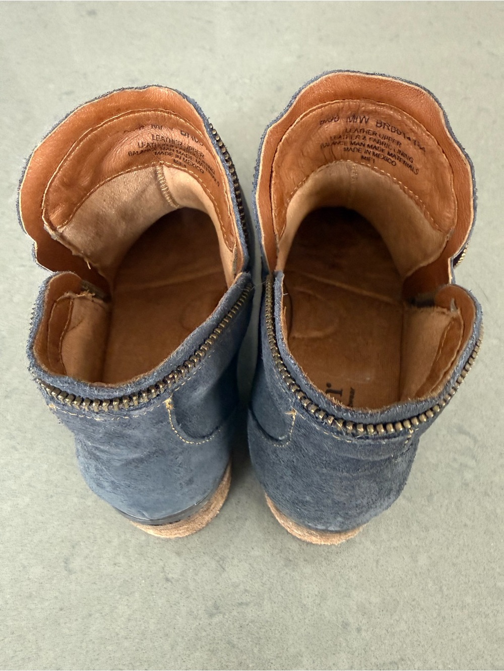 Born Vintage Blue Suede Ankle Booties with Side Zip Size 8 - Picture 4 of 10